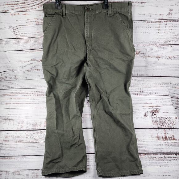 Carhartt 811 MOS Dungaree Fit Work Pants Mens 40x30 Green Utility Cotton - Picture 1 of 7